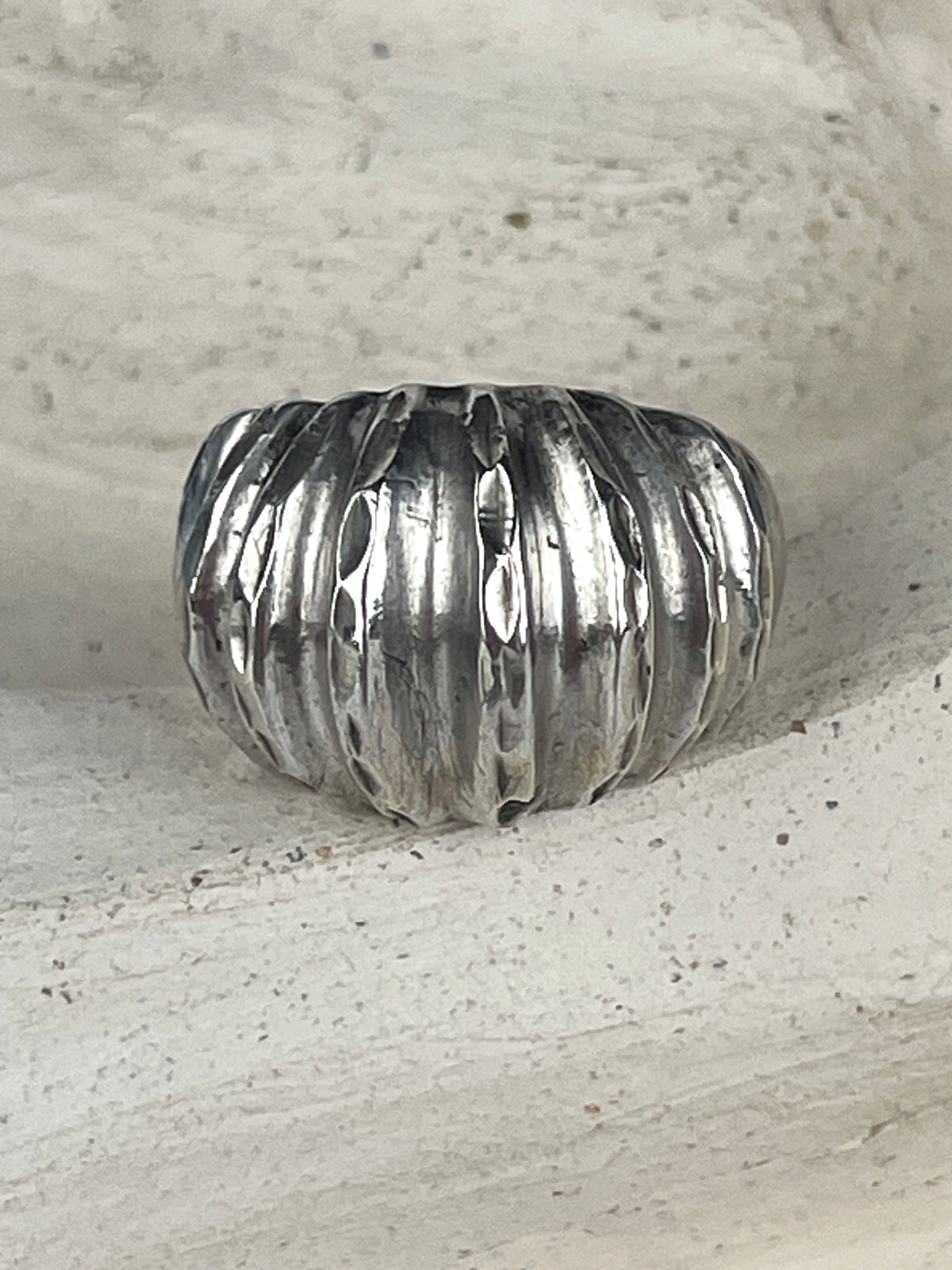 Modernist Sterling Textured Dome Ring, 2 Sizes