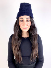 Vintage Navy Blue Felted Wool Cloche Hat