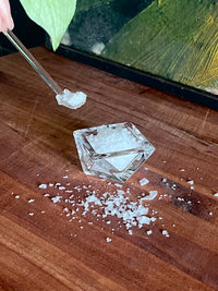 Vintage Glass Salt Server & Spoon