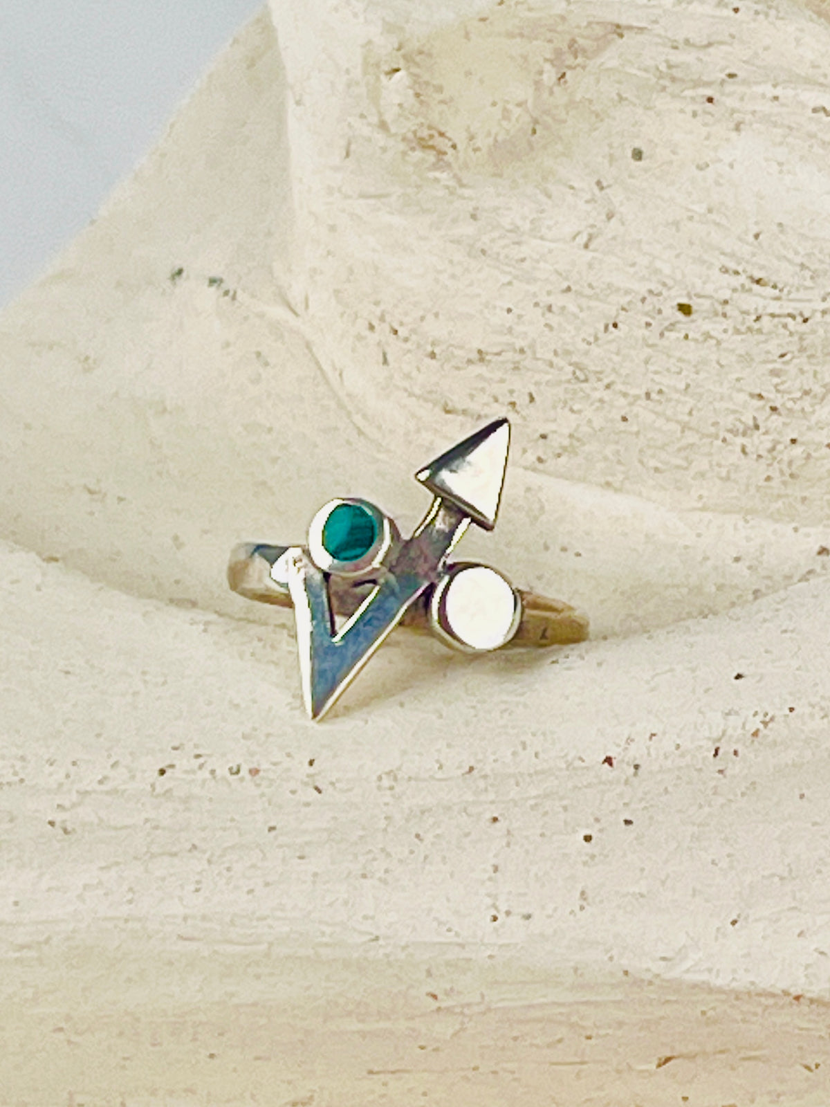 Modernist Sterling & Malachite Ring