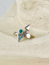 Modernist Sterling & Malachite Ring