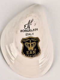 Vintage Porcelain Oyster Shell Box Made in Italy