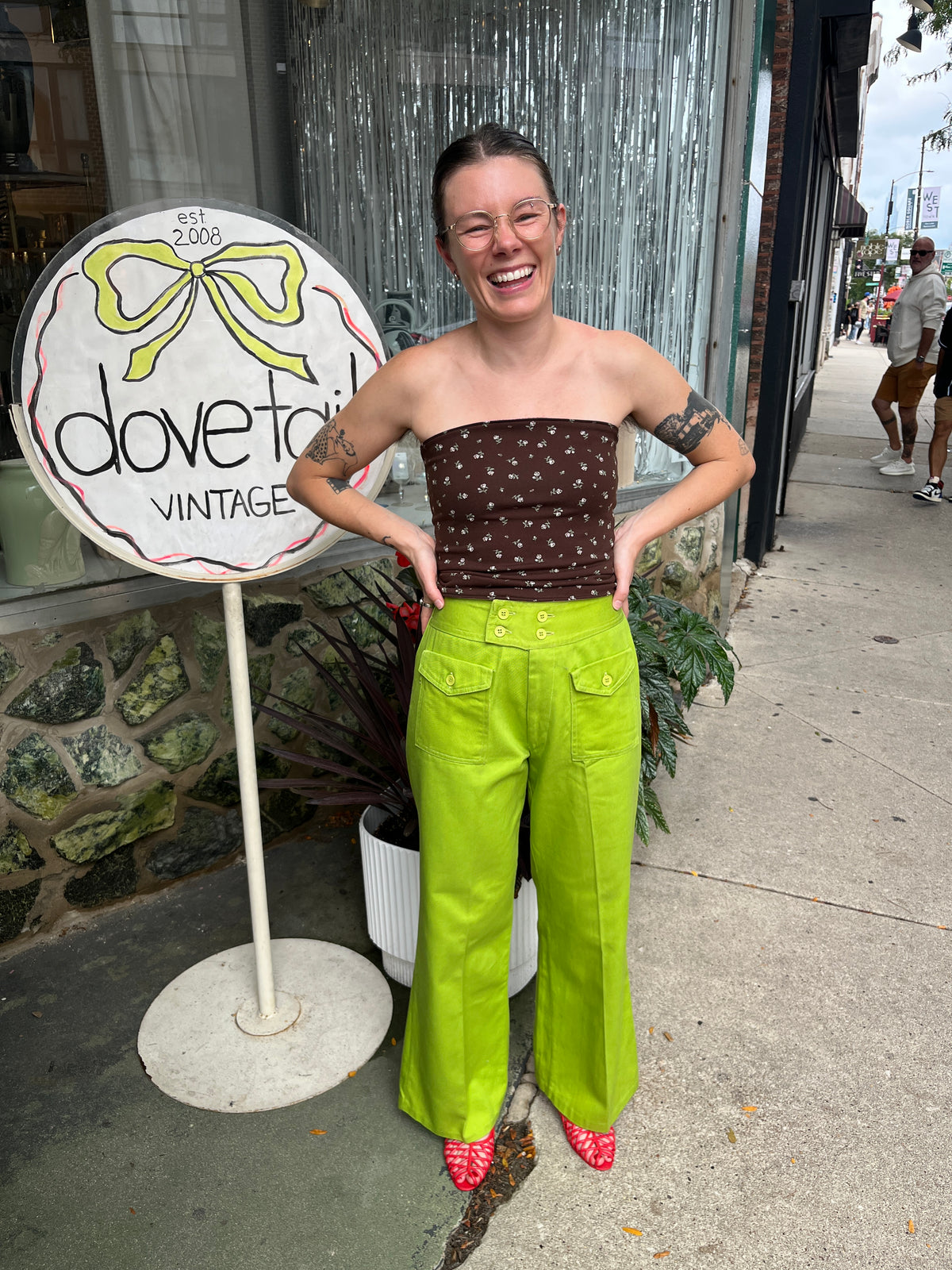 Vintage 1960s Lime Green Denim Pants