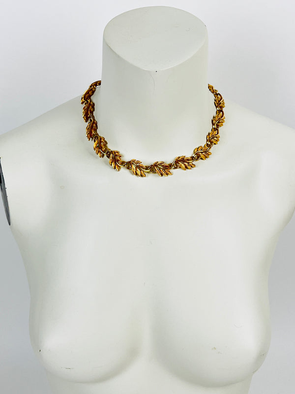 Vintage Gold Tone Leaf Necklace by Napier