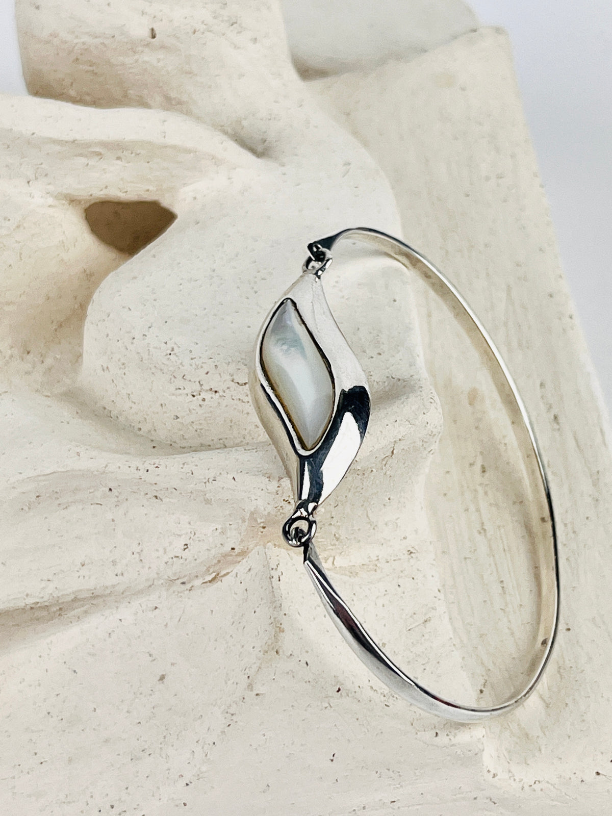 Vintage Modernist Sterling Mother of Pearl Bracelet