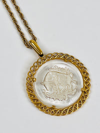 Vintage Glass Intaglio Taurus Necklace