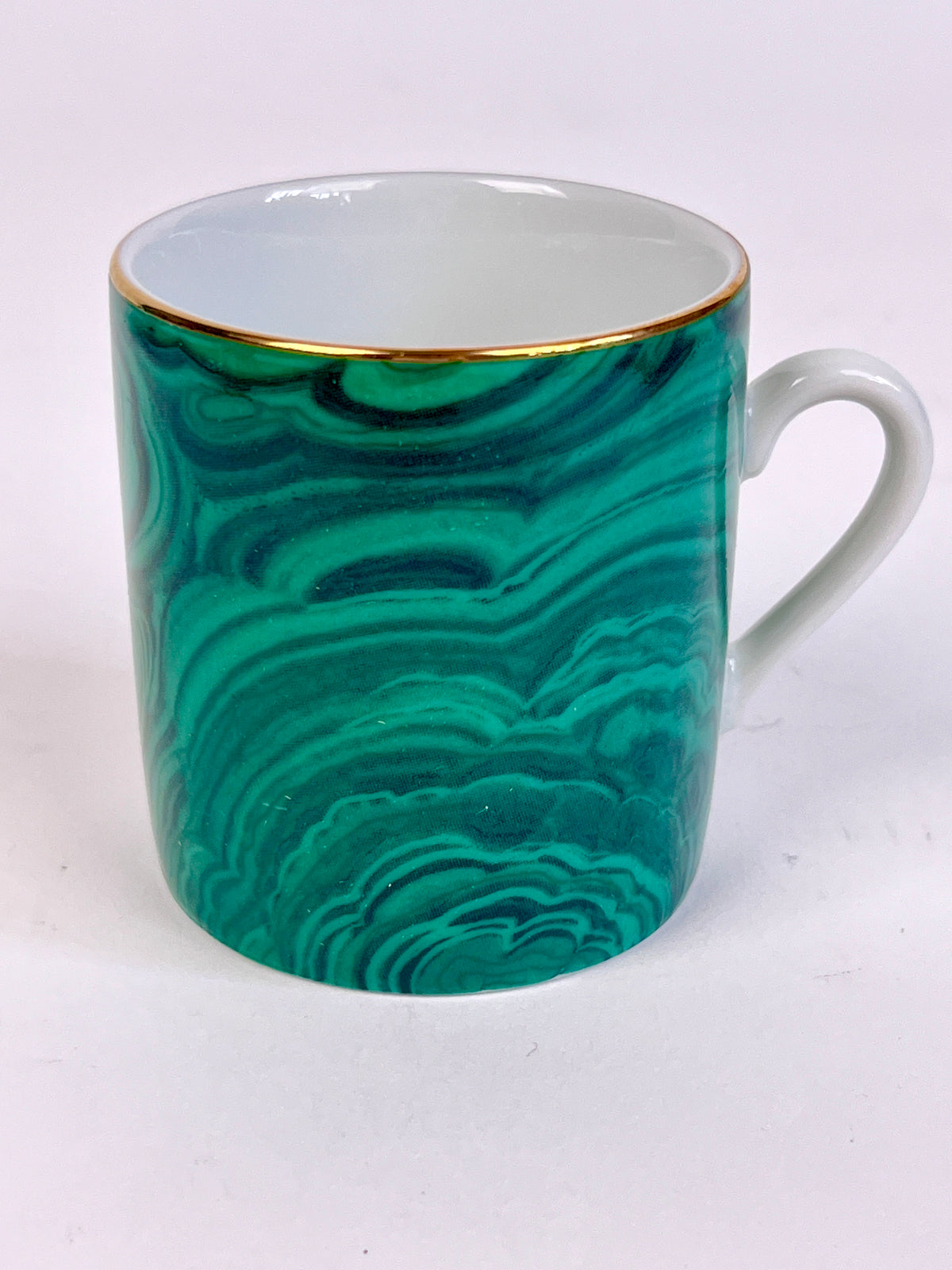 Vintage Malachite Demitasse Cups, Saucers, and Dessert Plates by Neiman Marcus