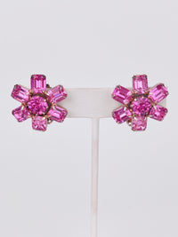 Vintage Pink Rhinestone Brooch & Earrings Set by Weiss