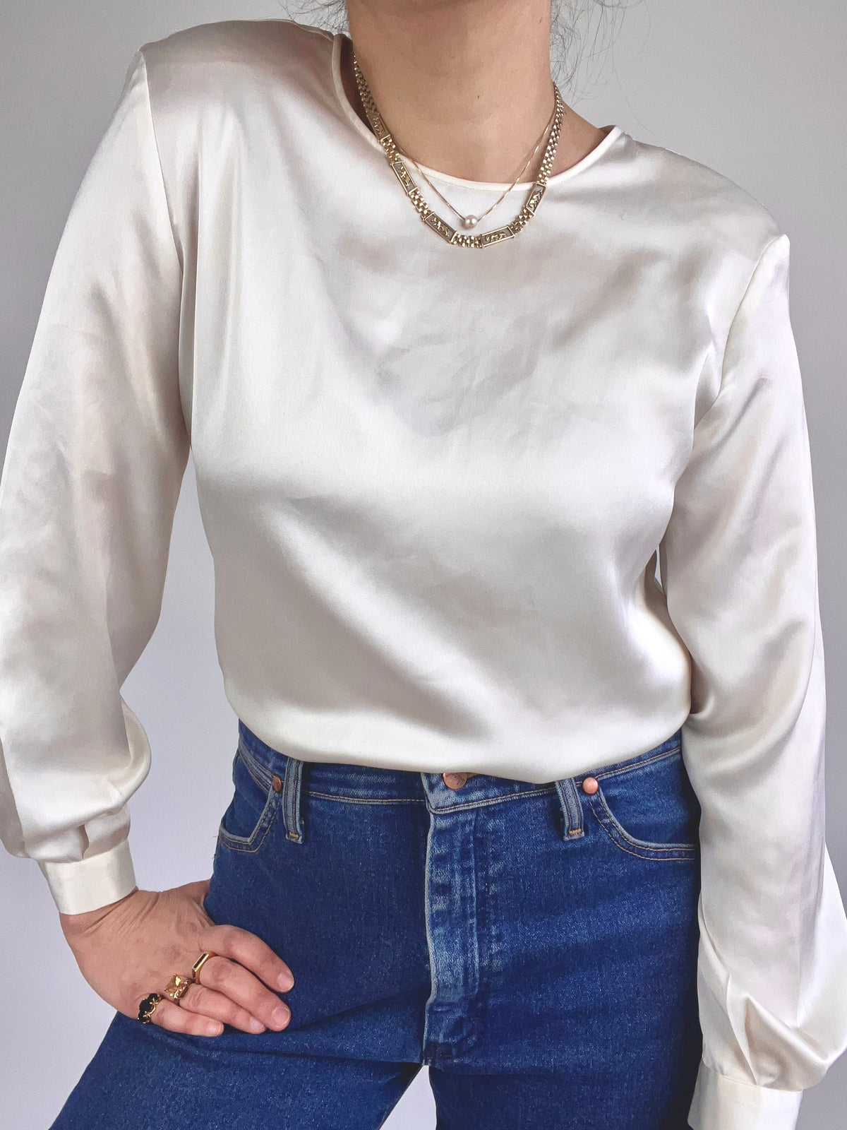 90s Vintage Satin Blouse
