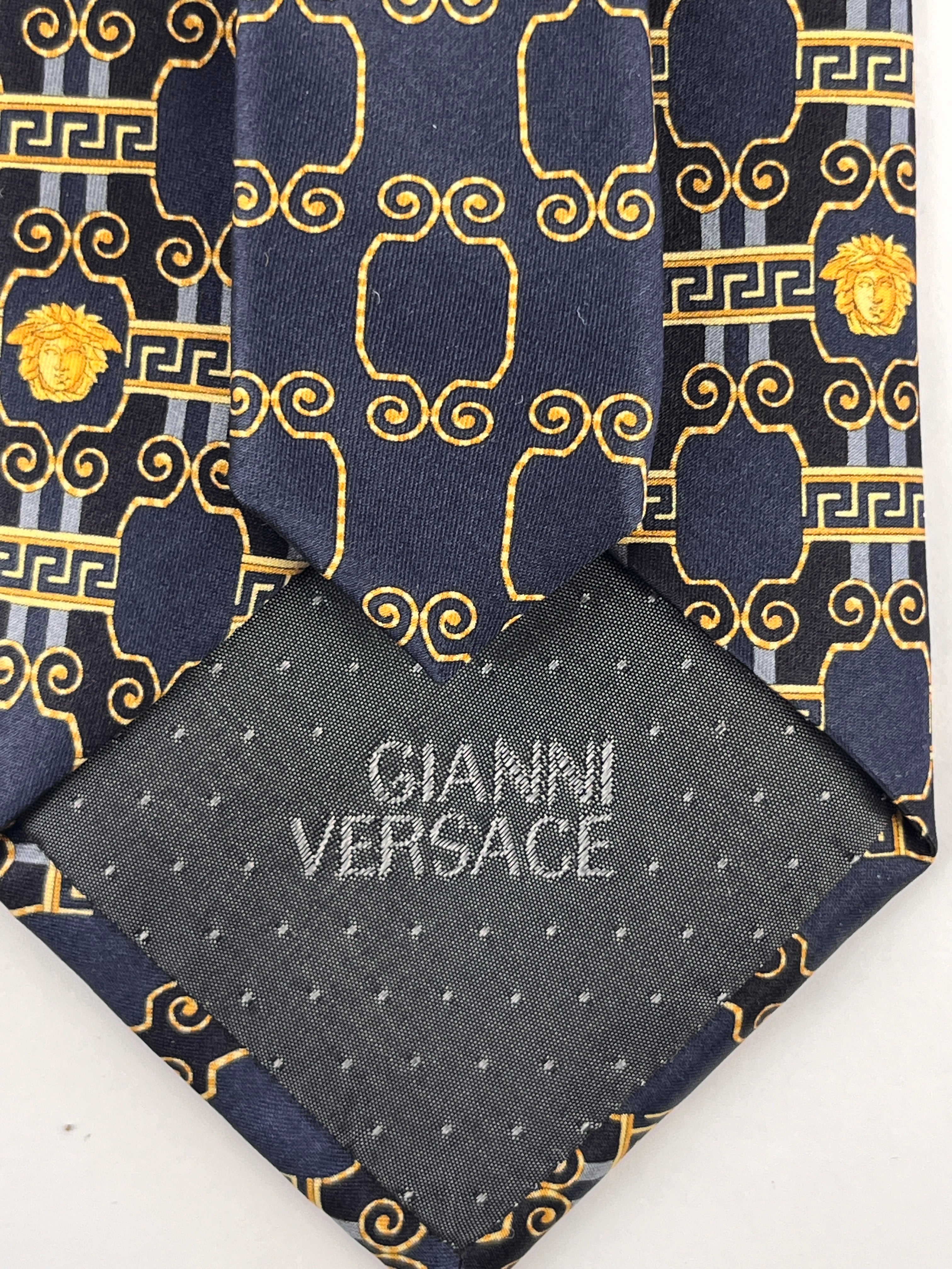 Vintage hot 90s Gianni Versace Medusa Tie Barococo Rococo Micro Print Tribute