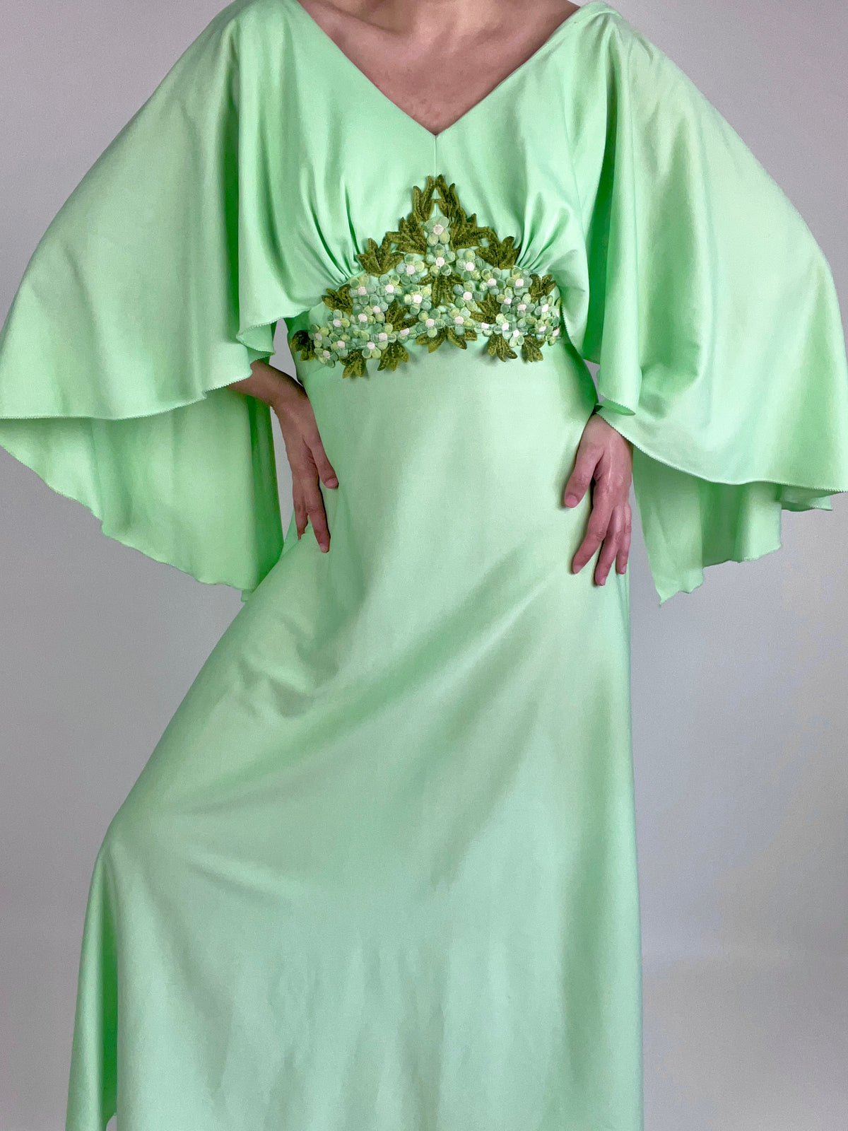 Vintage 1960s Pistachio Green Maxi Dress