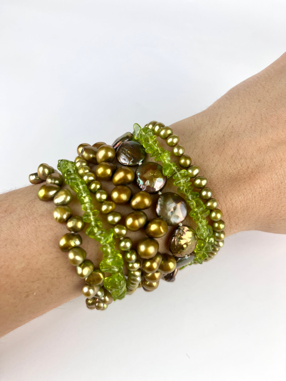 Vintage Genuine Pearl & Peridot Bracelet