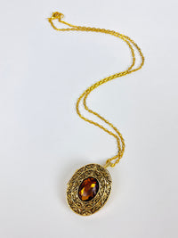 Vintage Faux Topaz Locket Pendant & Brooch