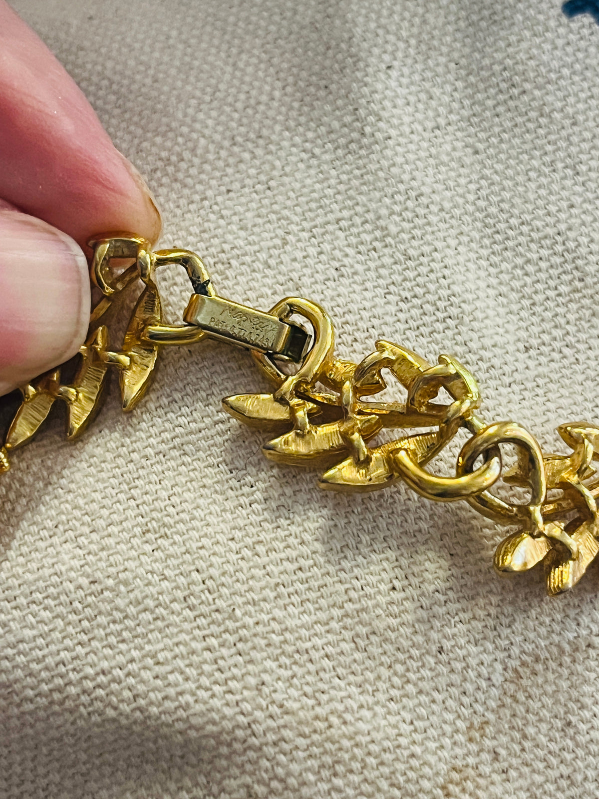 Vintage Gold Tone Leaf Necklace by Napier