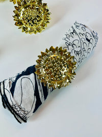 Vintage Brass Sunflower Napkin Rings