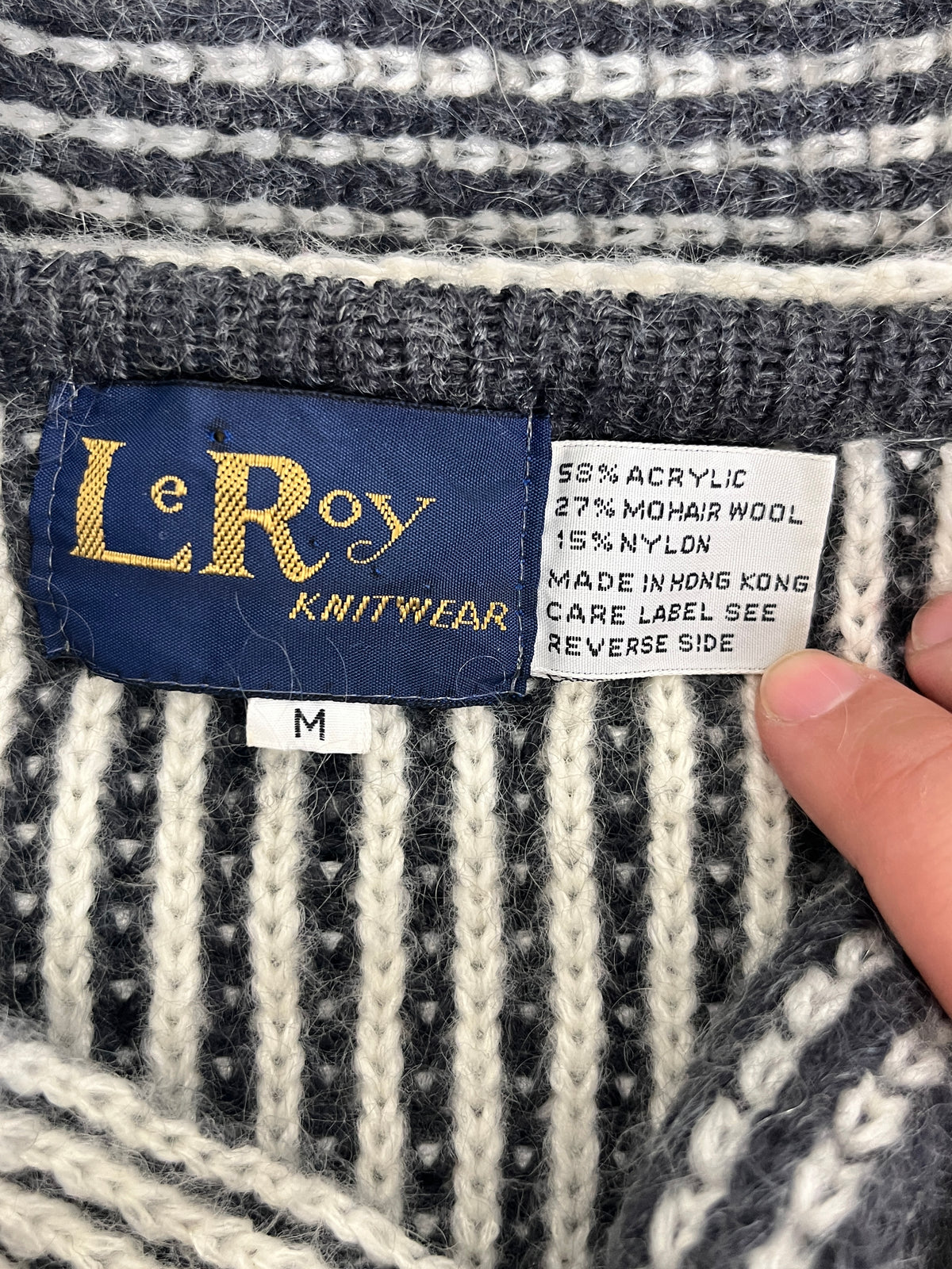 Vintage Gray & White Striped Duster Sweater/Jacket