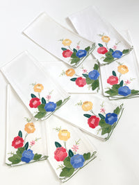Vintage Floral Linen Guest Towel