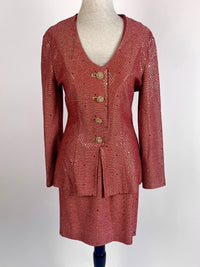 Vintage St. John Couture Red & Gold 2pc Set