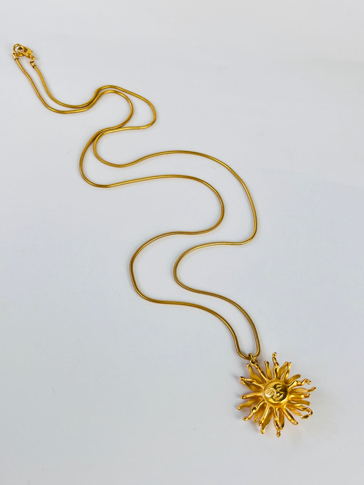 Vintage 90s Double-Sided Sun Face Necklace