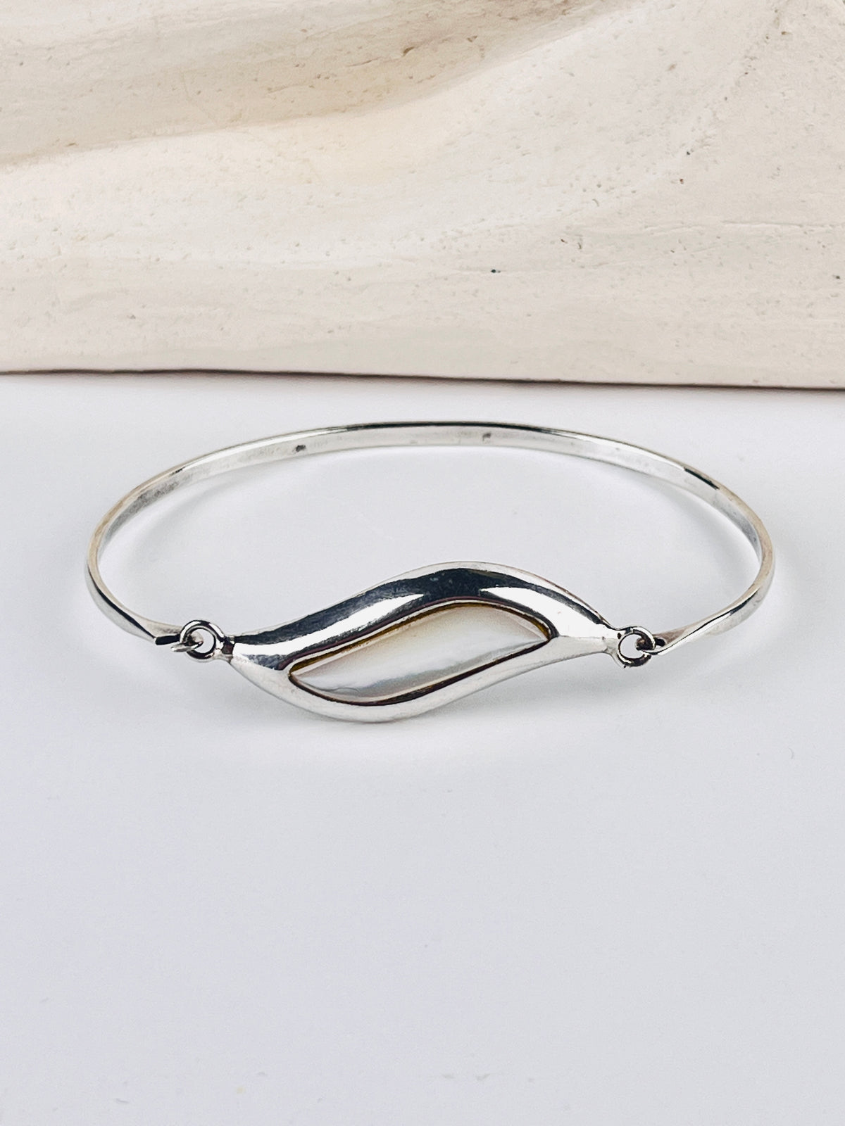 Vintage Modernist Sterling Mother of Pearl Bracelet