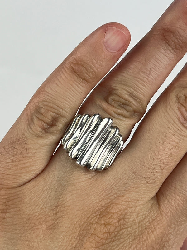 Modernist Ribbed Sterling Ring