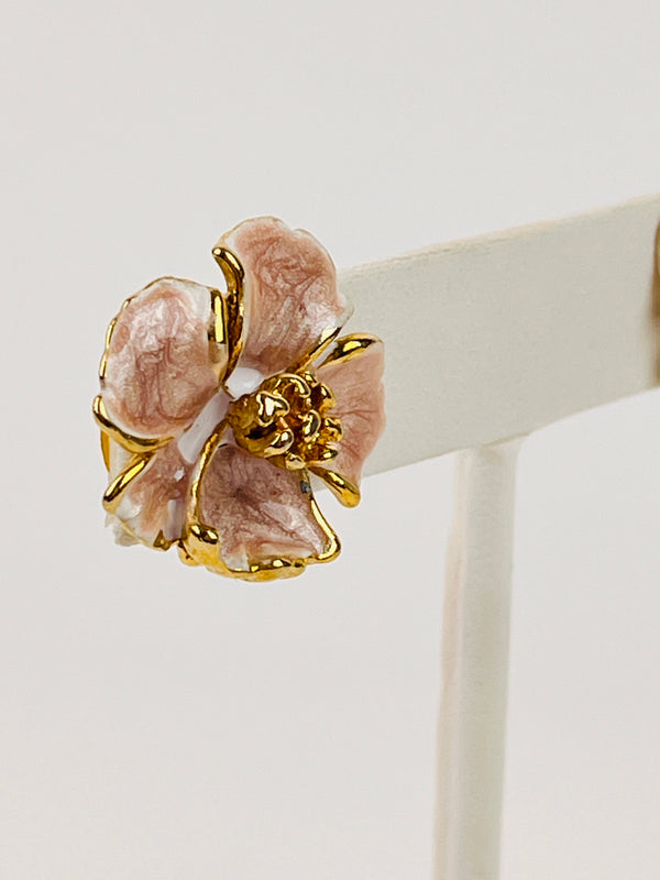 Vintage Enameled Flower Earrings