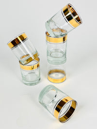 RARE 18k Gold & Platinum Plated Dorothy Thorpe Rocks Glasses, 6pc