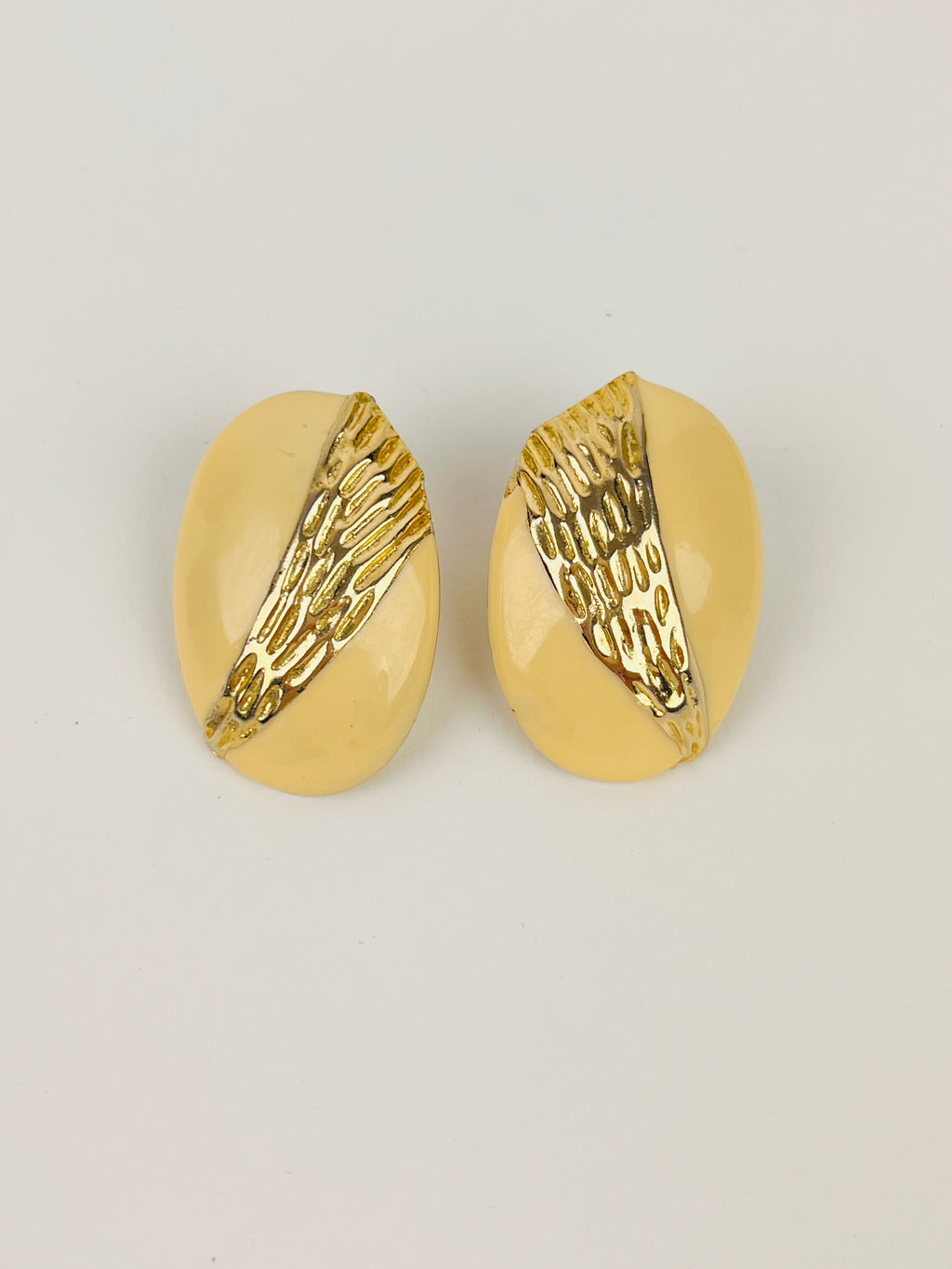 Vintage Enameled Oval Earrings
