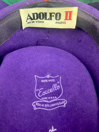 Vintage Colorblock Wool Hat with Bow