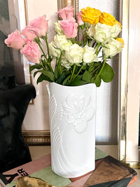 Vintage Porcelain Floral Relief Vase