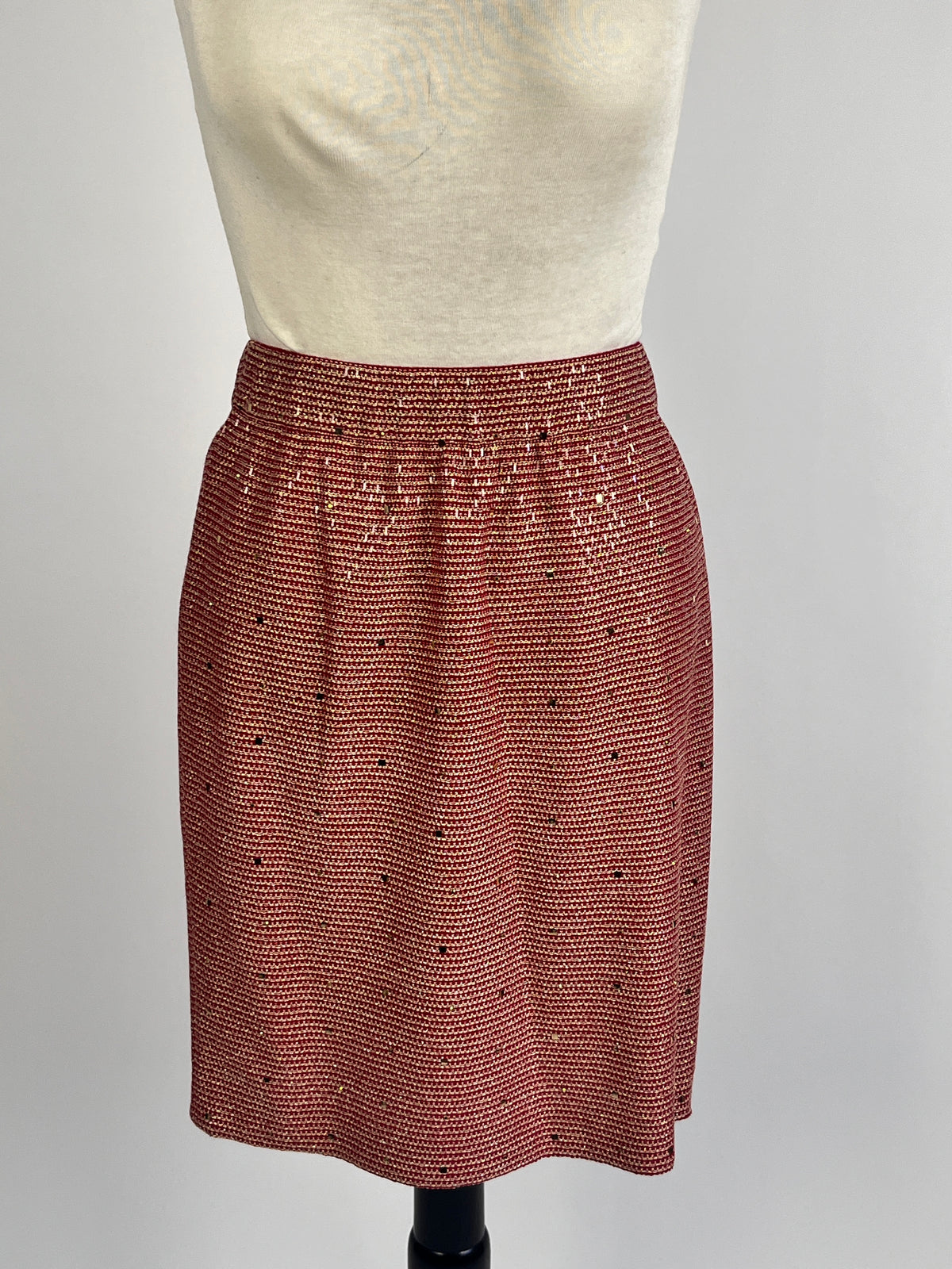 Vintage St. John Couture Red & Gold 2pc Set