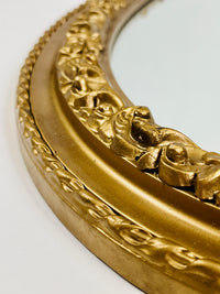 Vintage Oval Carved Wood Frame Wall Mirror