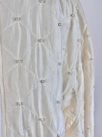 Vintage Silk & Faux Pearl Quilted Bomber Jacket