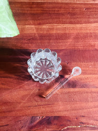 Vintage Glass Salt Server & Spoon