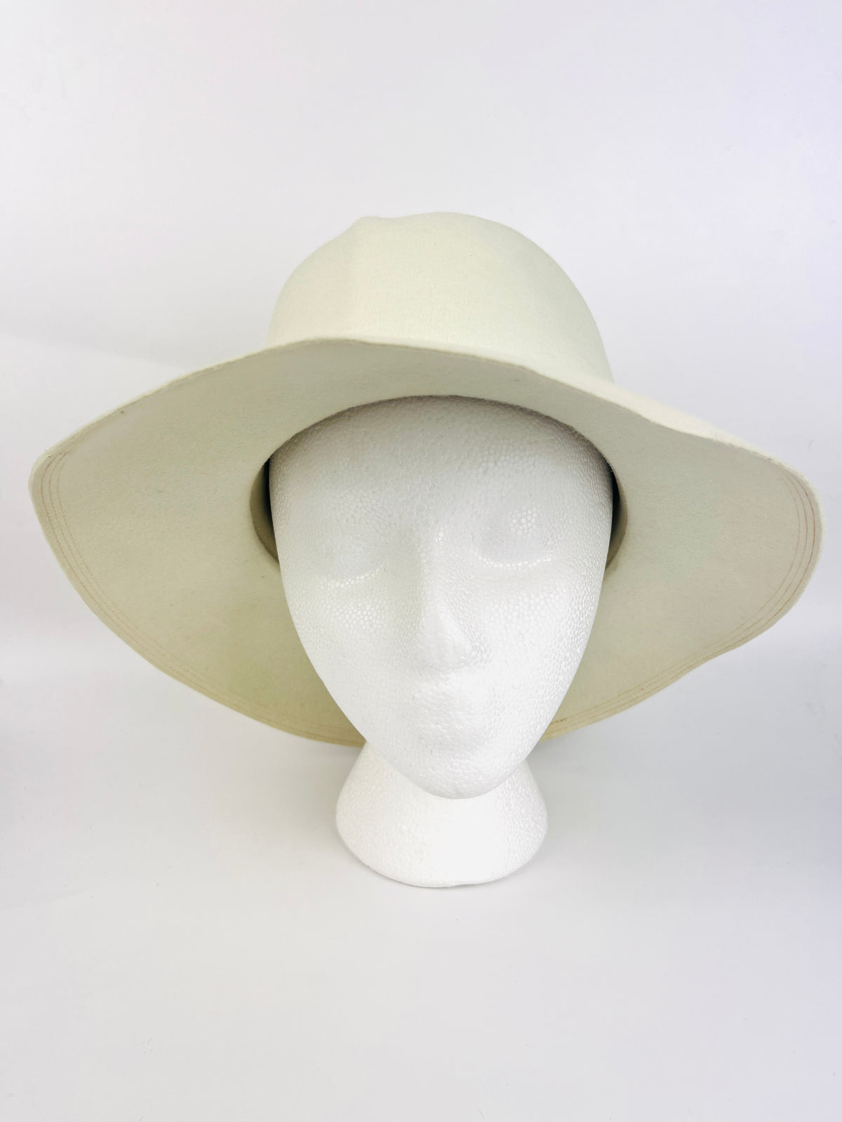 Vintage White Felted Wool Hat by Adolfo