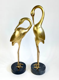 Pair of Bronze and Marble Bird Sculptures