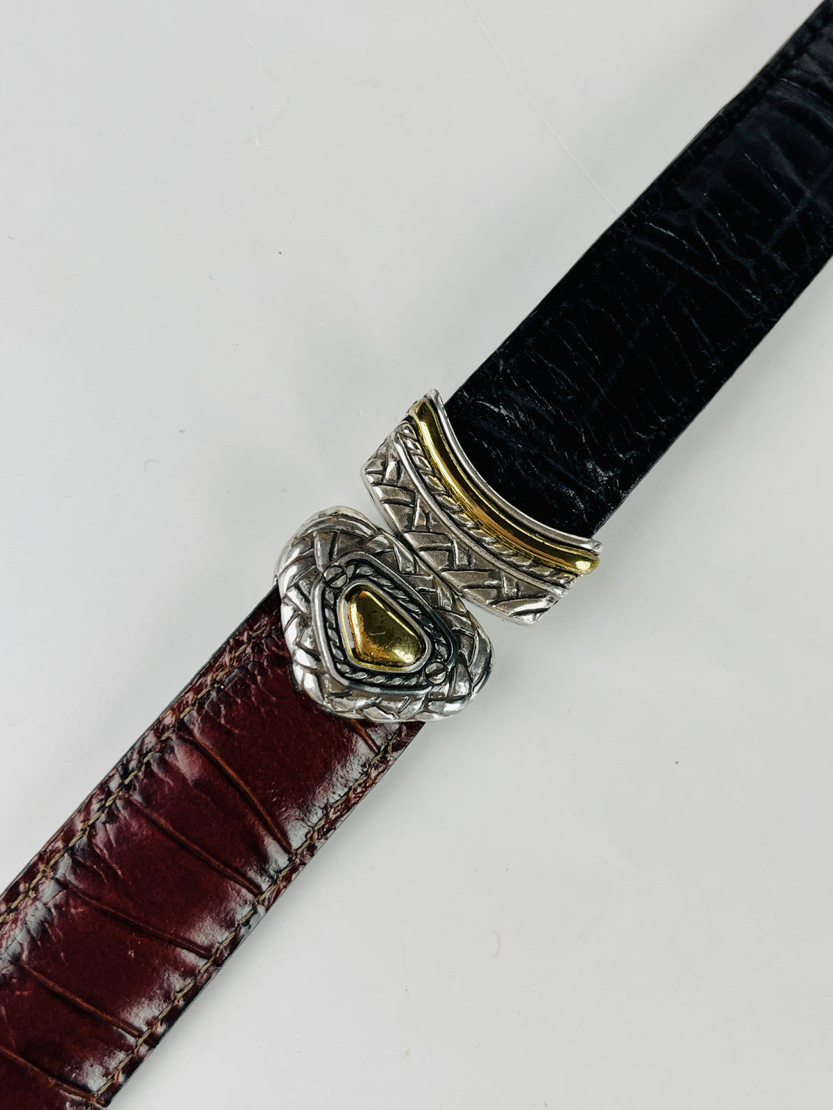 Vintage Reversible Black & Brown Leather Brighton Belt