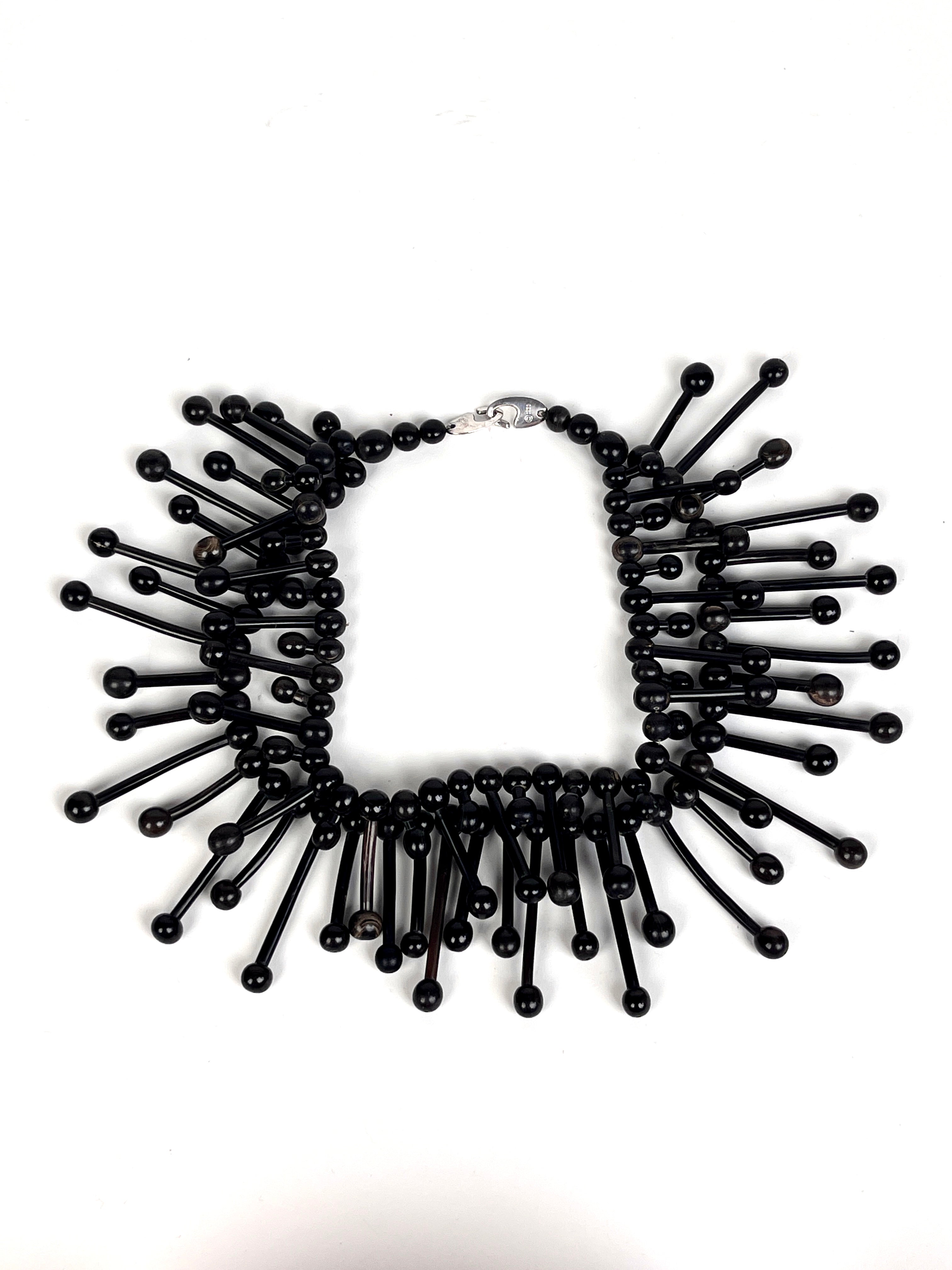 80s Vintage Danish Horn Necklace by Gerda Lynggaard for Monies