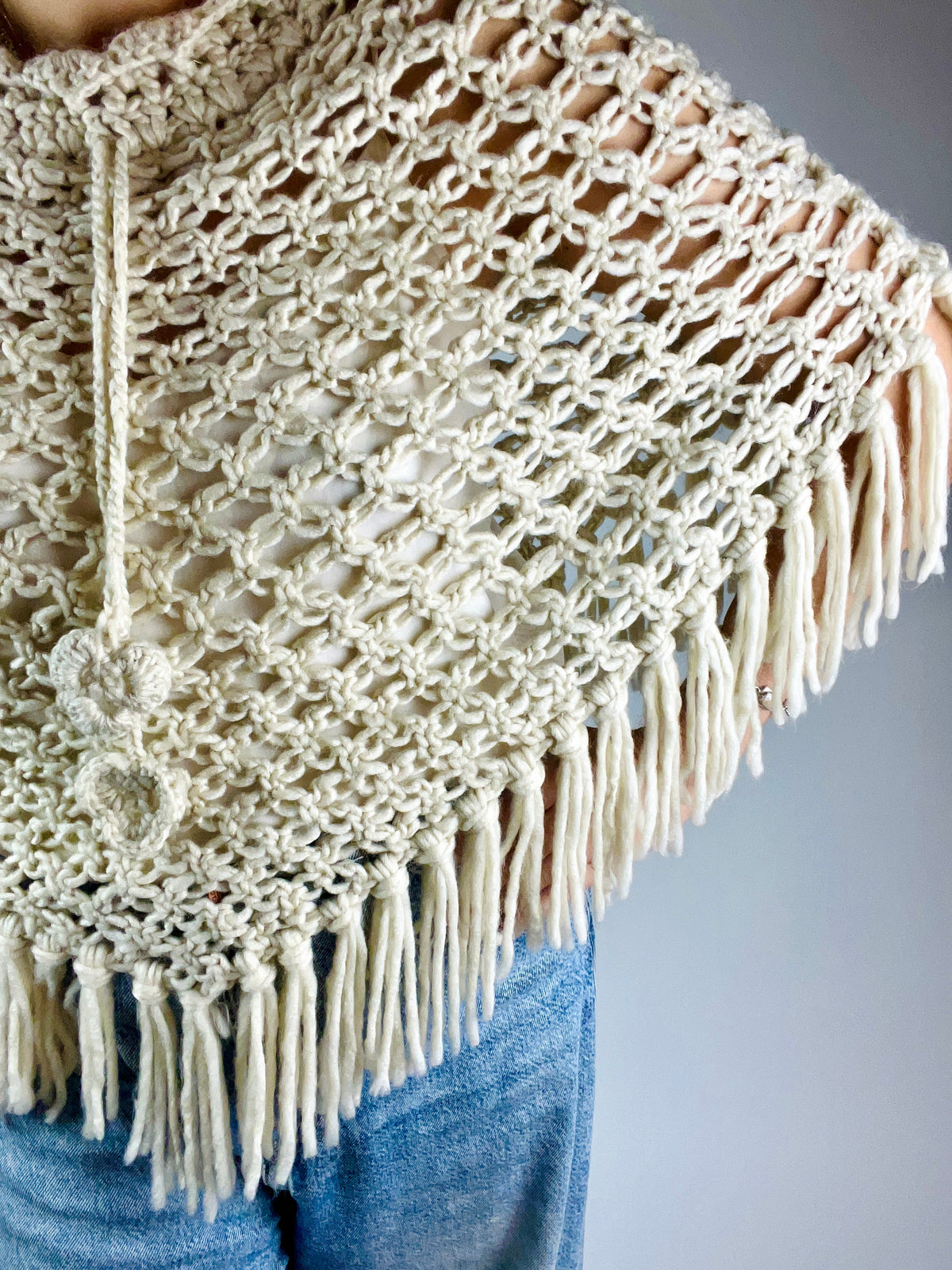 Vintage Off-White Poncho