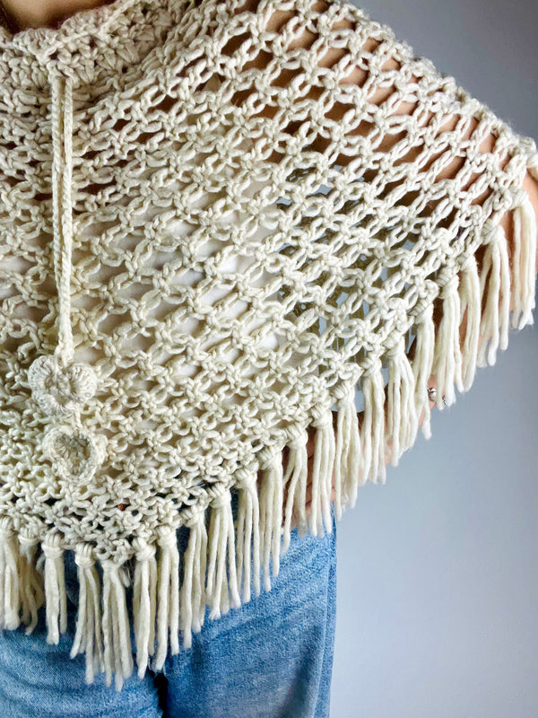 Vintage Off-White Poncho