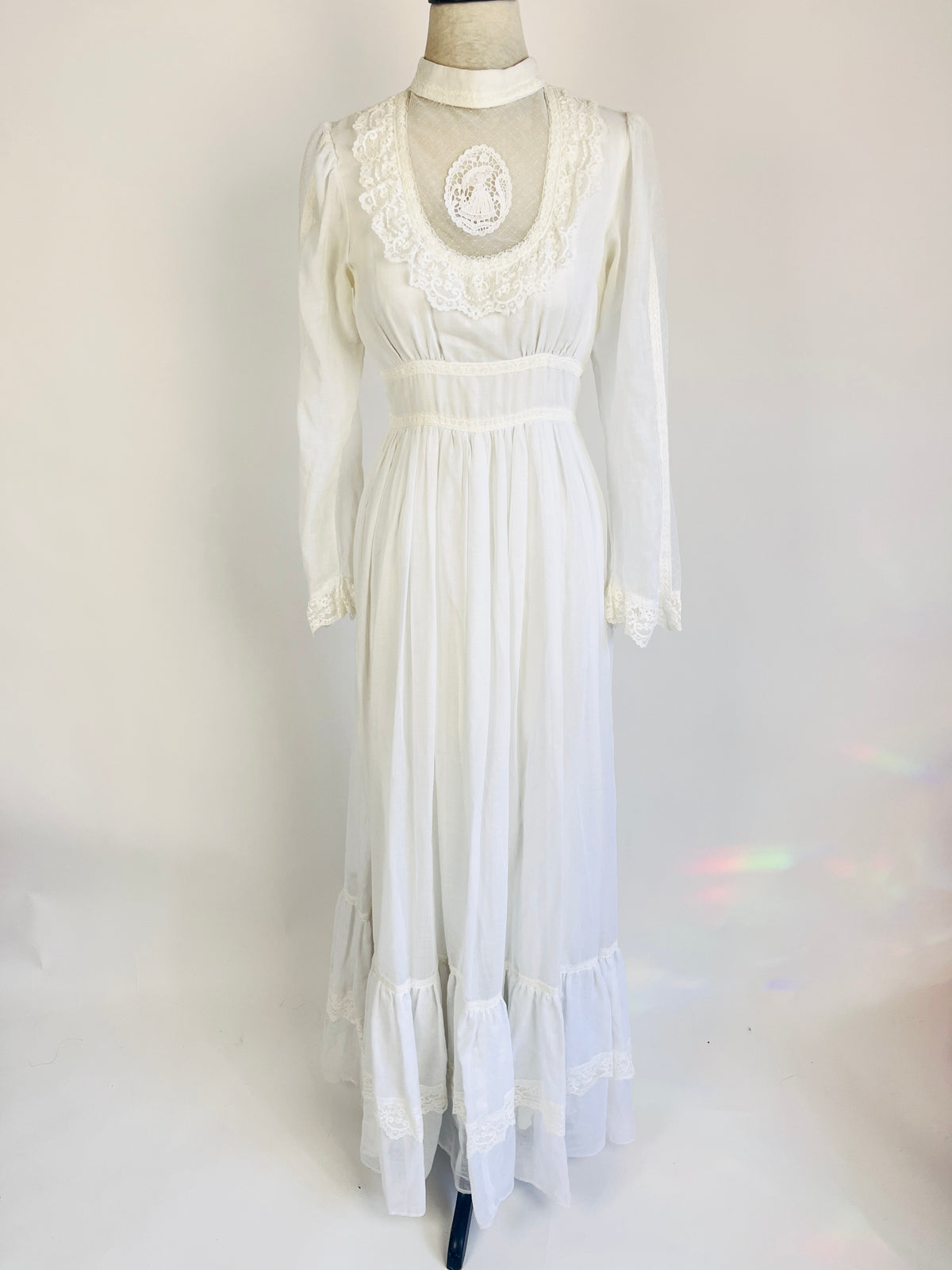 Vintage Gunne Sax by Jessica McClintock White Gauze Dress