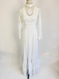 Vintage Gunne Sax by Jessica McClintock White Gauze Dress