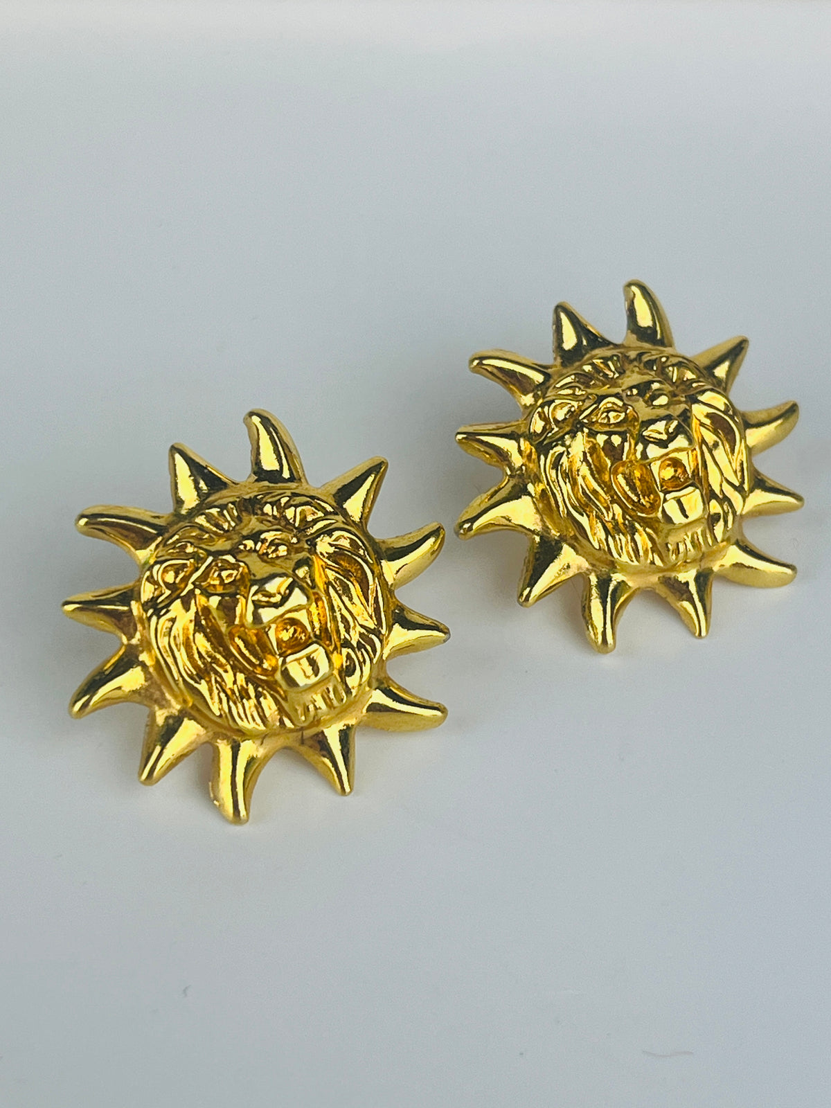 Vintage Anne Klein Lion Head Sun Earrings