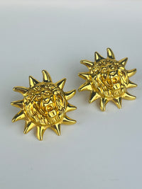 Vintage Anne Klein Lion Head Sun Earrings