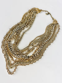Vintage Gold Tone Multi-Chain Necklace
