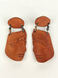 Vintage Leather Face Earrings