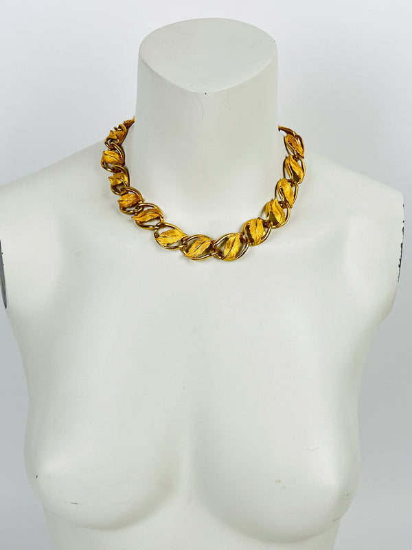 Vintage Gold Tone Leaf Necklace