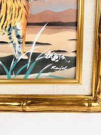 Vintage Hollywood Regency Framed Tiger Painting