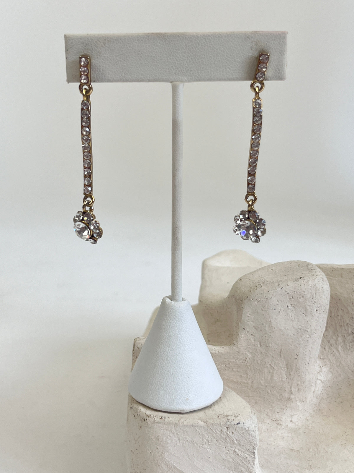 Vintage Dangly Floral Rhinestone Earrings