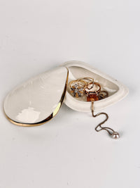 Vintage Porcelain Oyster Shell Box Made in Italy